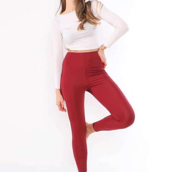 CM fashion womens leggings color burgundy NWT - Picture 1 of 9